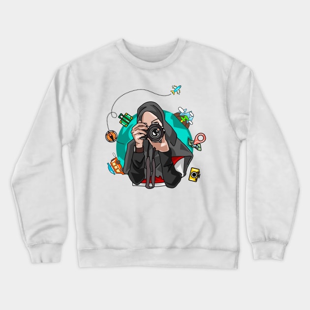 Hijab Traveller Crewneck Sweatshirt by CoretanVector